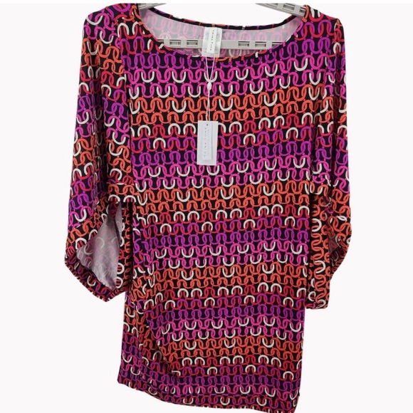 Trina Turk Womens LARGE Echo chain print swim Kimono Tunic cover up NEW - Picture 3 of 16